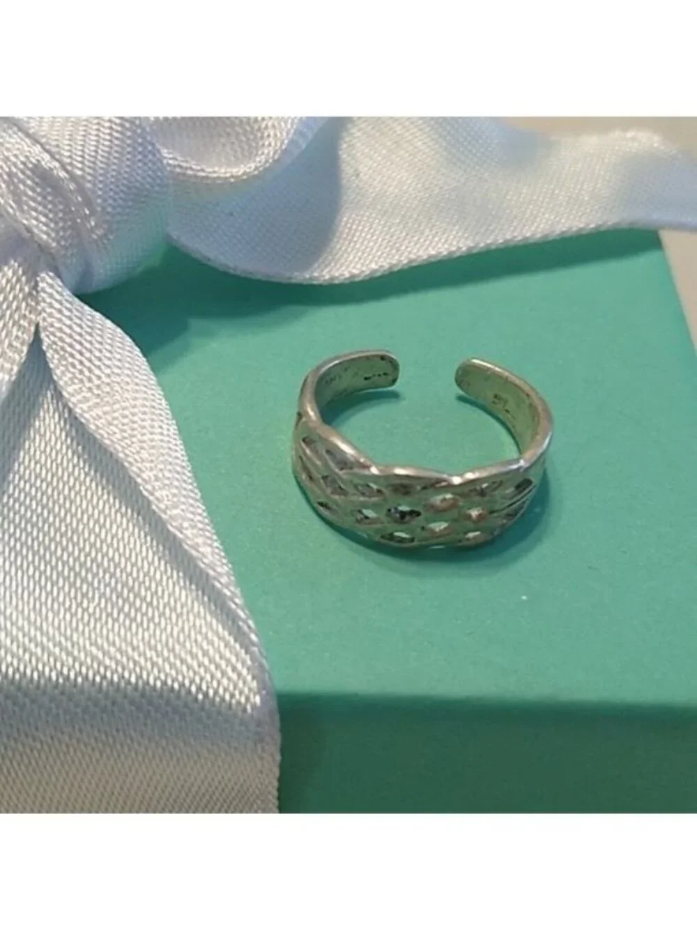 Sterling Silver Open Weave Toe Ring, Size 3